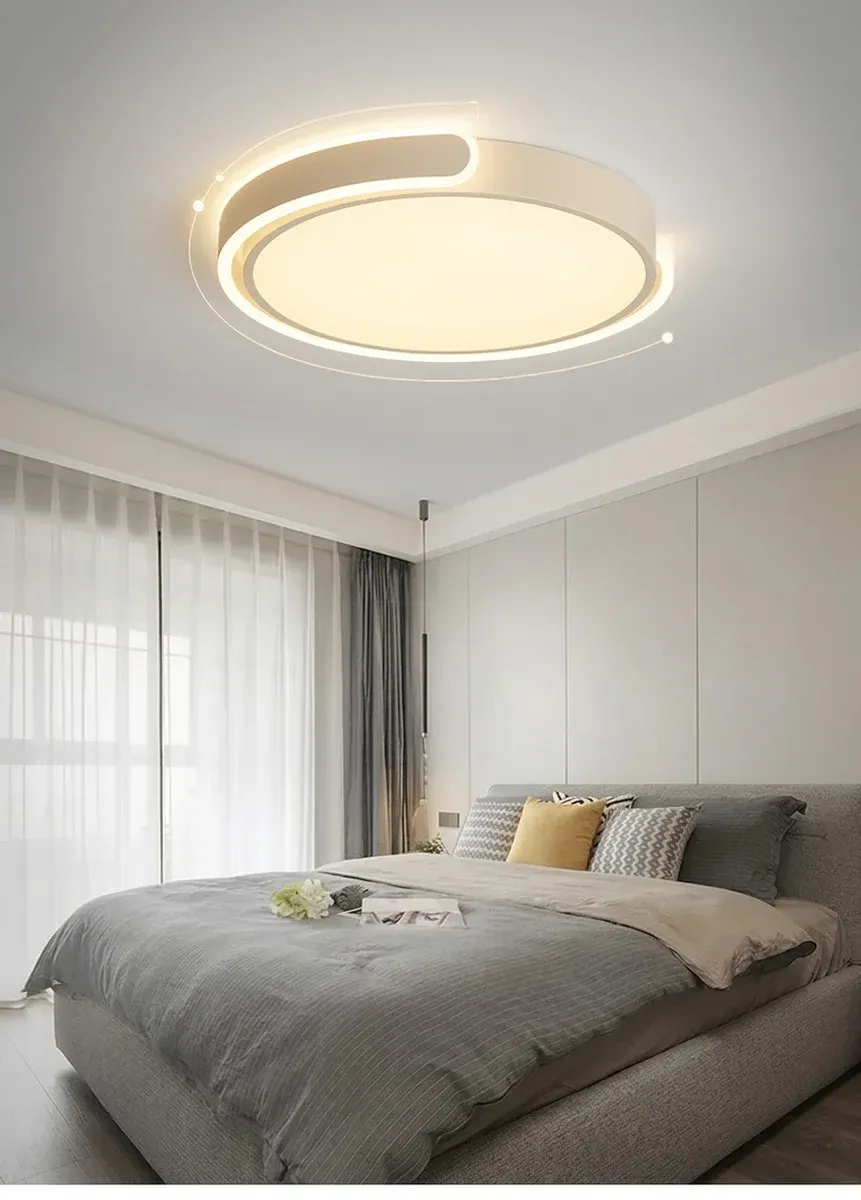 מנורת תקרה עגולה צמודת תקרה בגוון בז׳