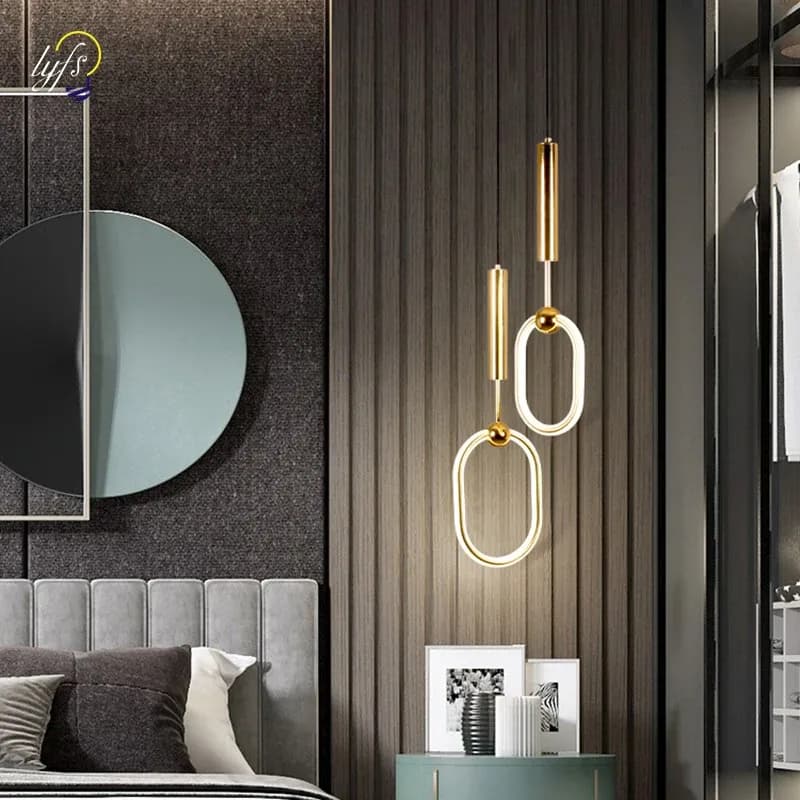 מנורת תלייה נורדית מוזהבת דו מוקדית