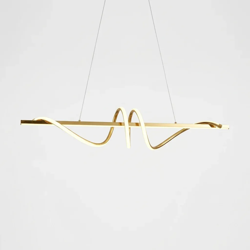 נברשת לד גל מוזהבת תלויה