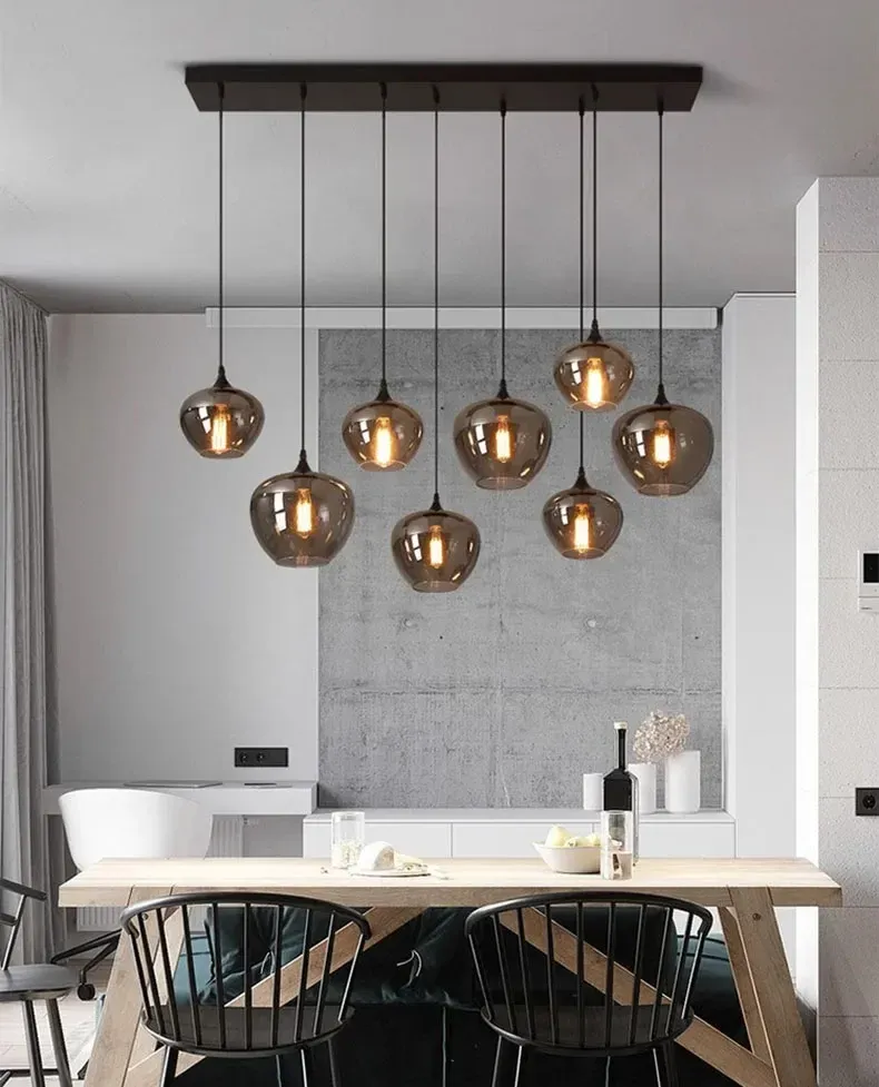 נברשת כדורי זכוכית תלויה מודרנית לסלון ולפינת אוכל