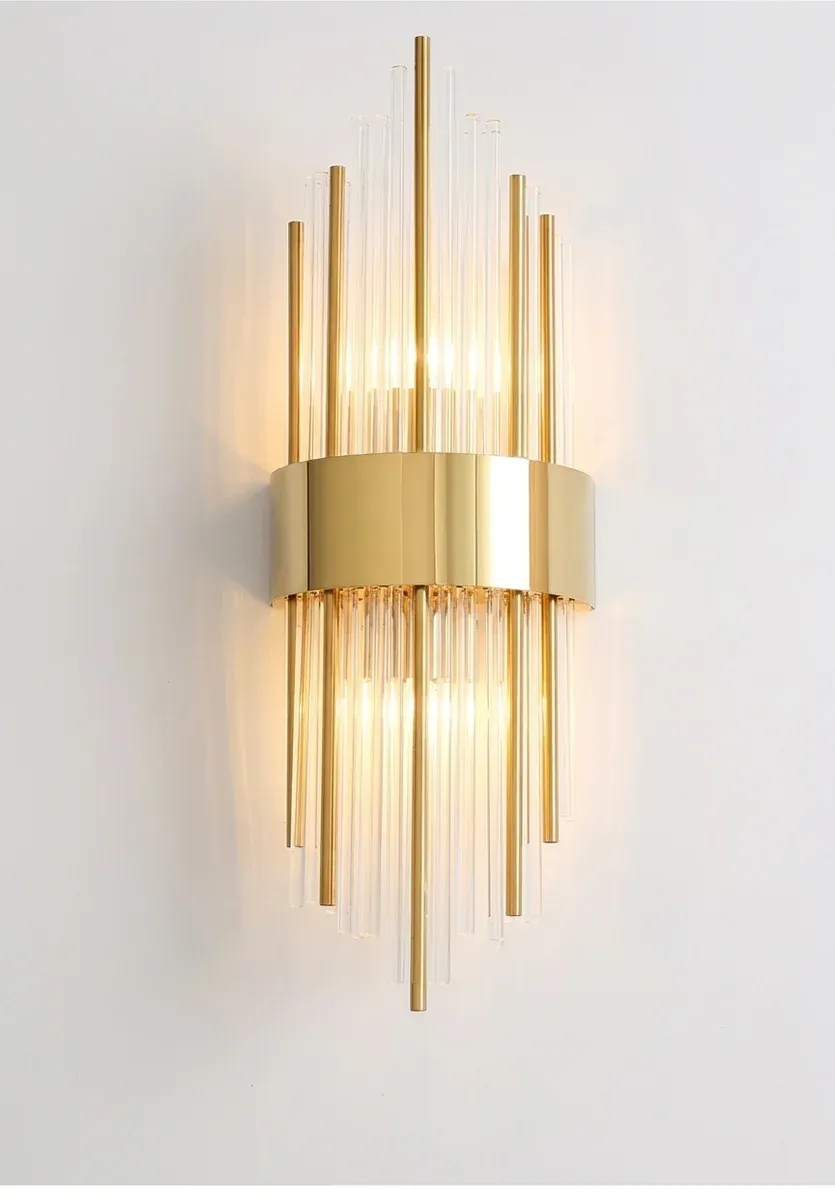 מנורת קיר קריסטל שחור זהב יוקרתית