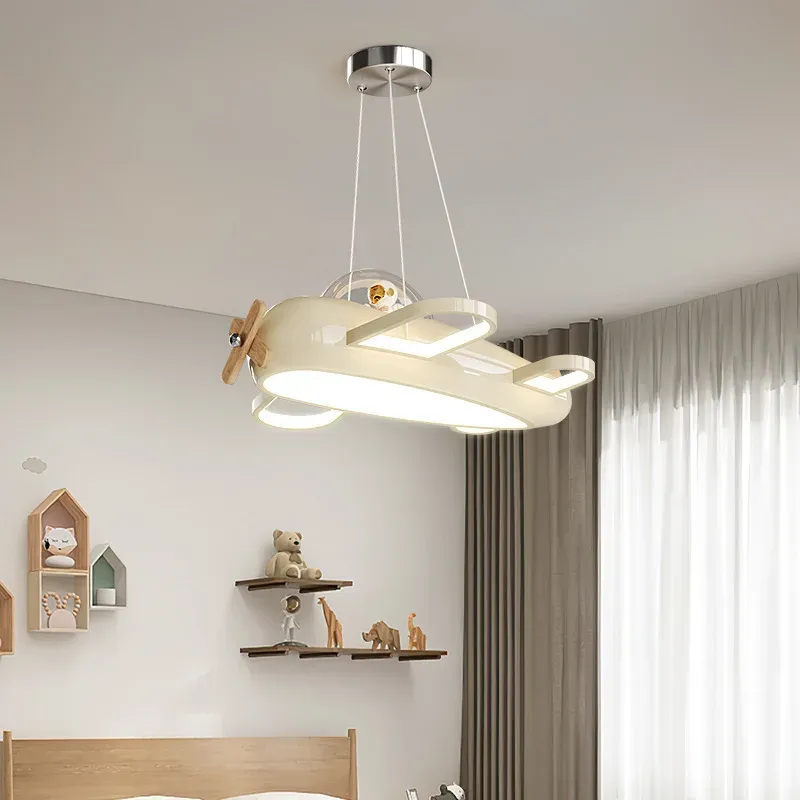 מנורת תלייה מטוס שמנת בספקטרום מלא לחדר ילדים