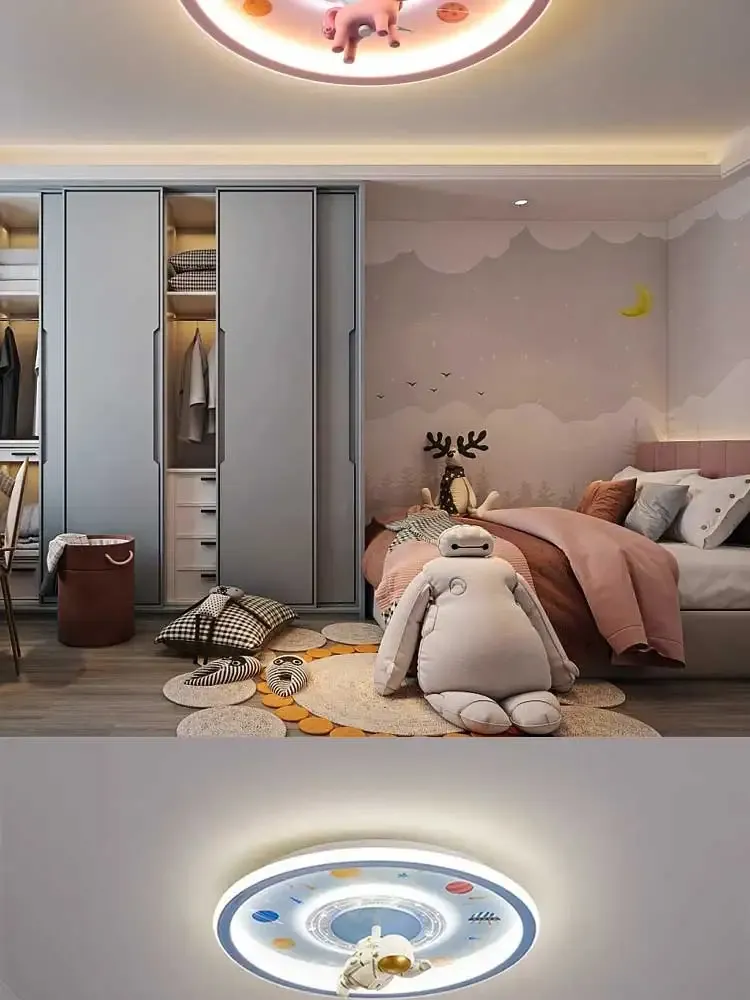 מנורת תקרה פוני ורוד או אסטרונאוט כחול לד בקוטר 50 ס״מ