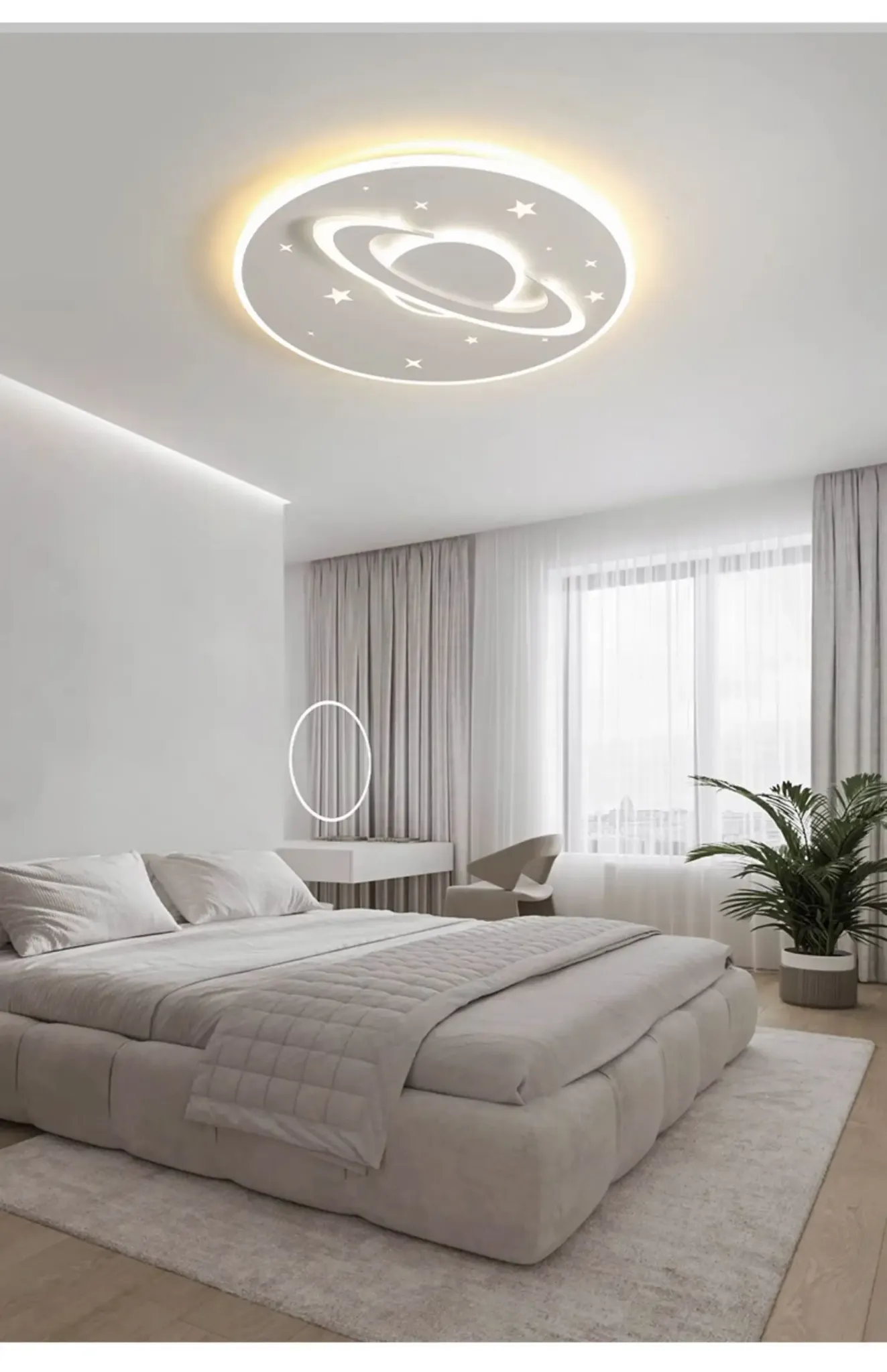 מנורת תקרה חלל כוכבים לבנה דימרית לחדר ילדים