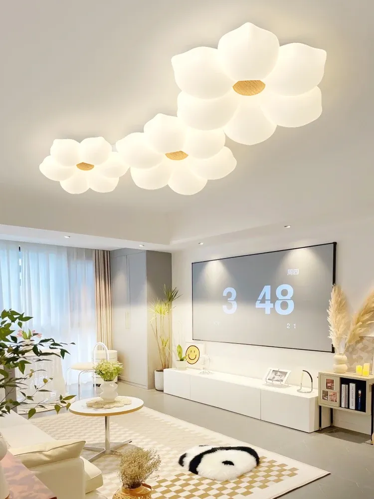 מנורת תקרה עלי כותרת ורודה דימרית לחדר ילדות