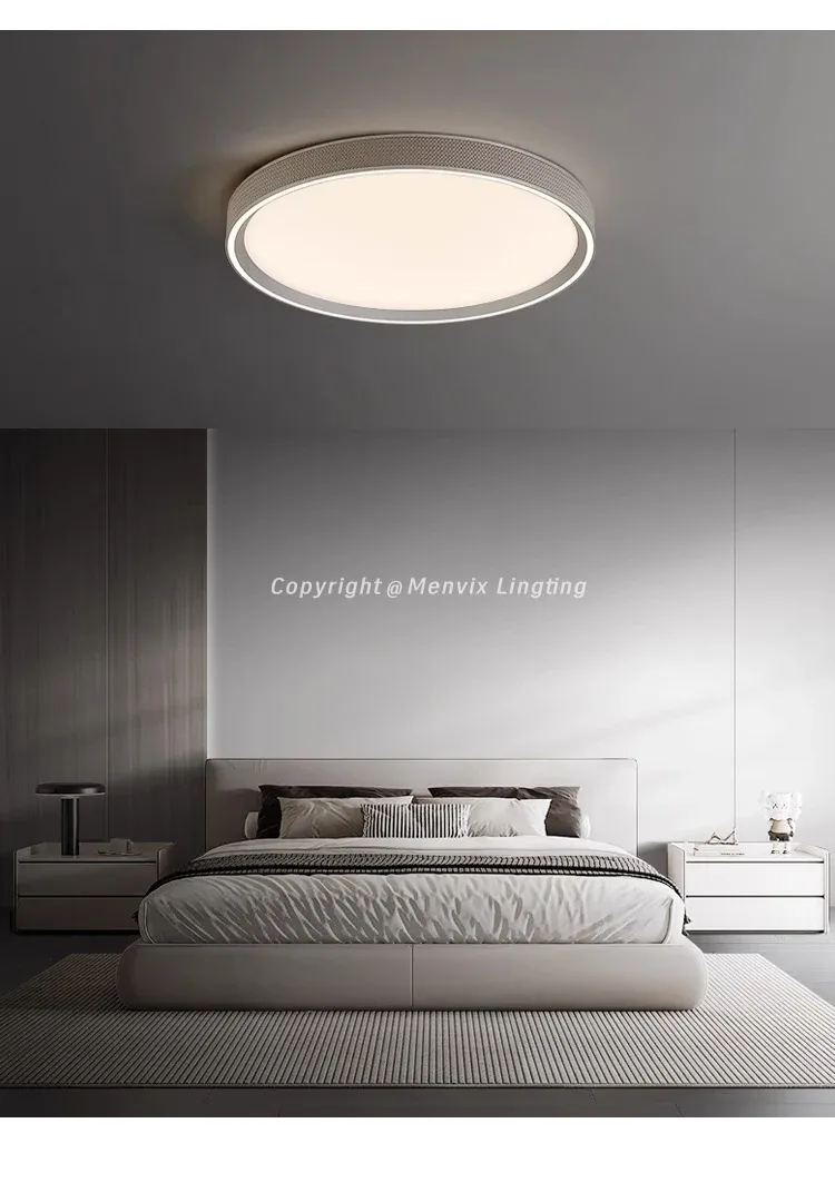 מנורת תקרה עגולה אפור כהה דימרית עם שלט