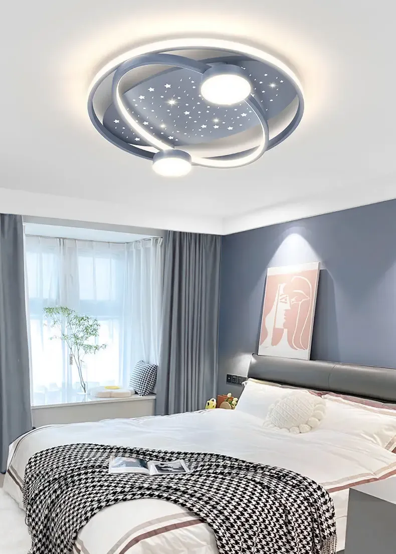 מנורת תקרה ירח אפור דימרית לחדר ילדים