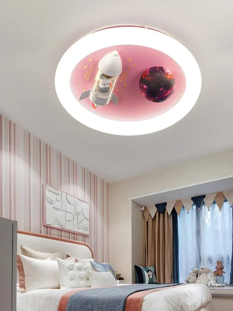 מנורת תקרה חלל קוסמונאוט עגולה עם שלט לחדר ילדים