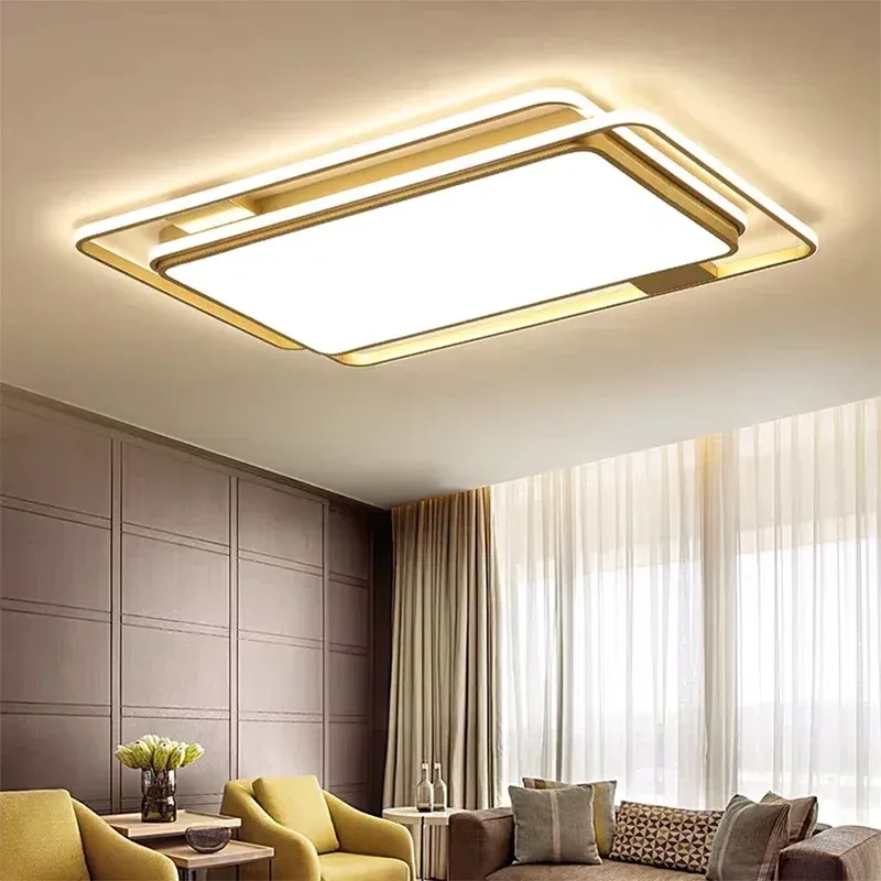 מנורת תקרה לד גאומטרית שחור זהב