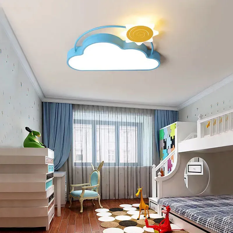 מנורת תקרה לד ענן פרח כחול לחדר ילדים