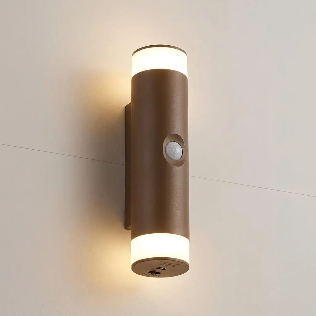 מנורת קיר מגנטית אפורה עם חיישן תנועה