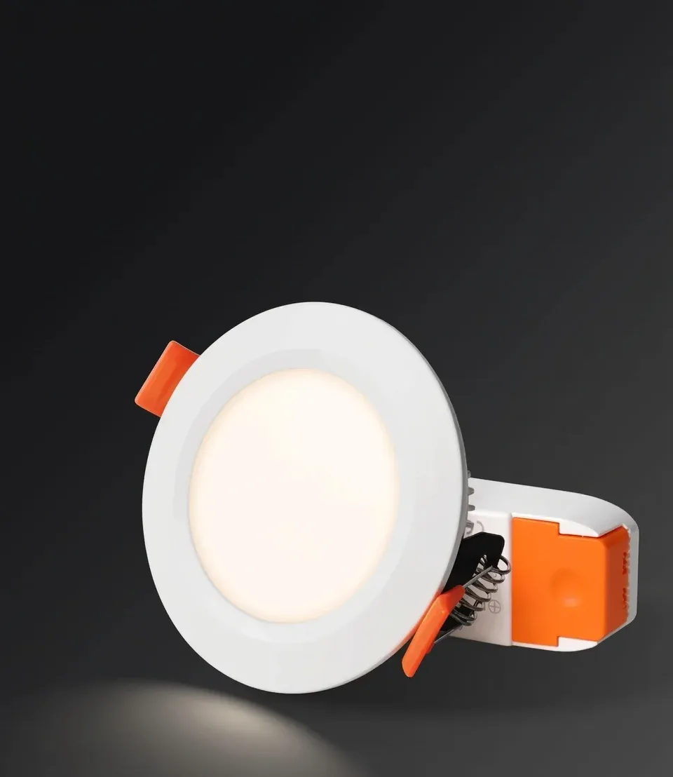 דאונלייט חכם עגול לבן עם קליפסים כתומים