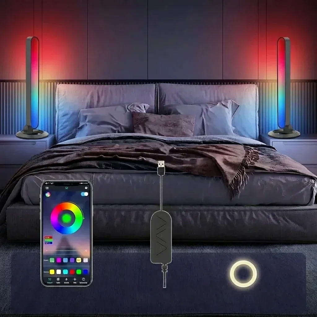 פסי תאורה חכמים RGB ליד מיטה