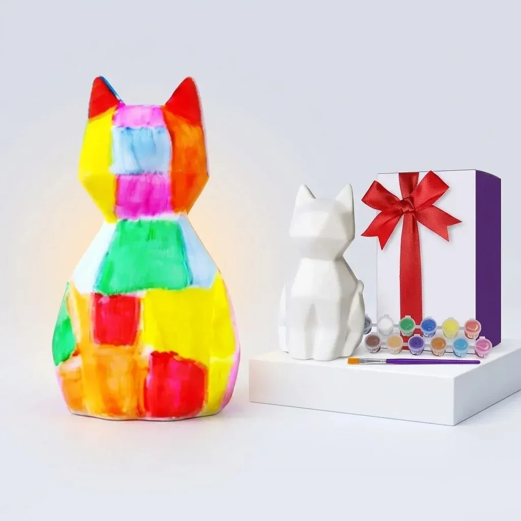 ערכת יצירה למנורת לילה חתול גיאומטרי