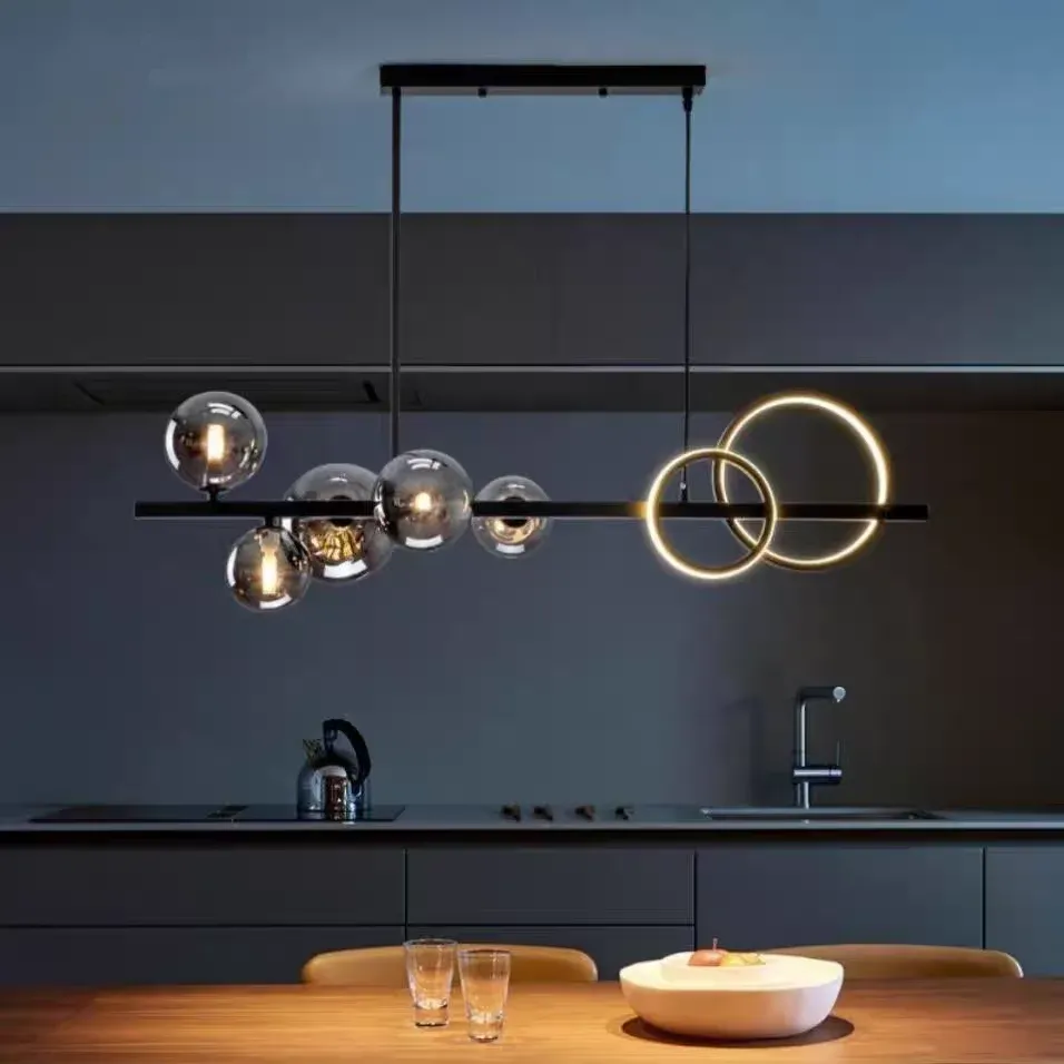 נברשת זכוכית גלילית מודרנית עם גוף ברזל