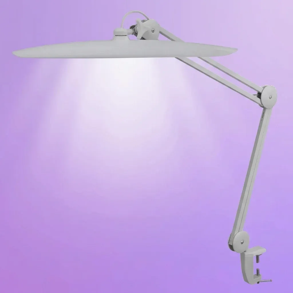 מנורת קלמפ חצי ירח אפורה נקייה