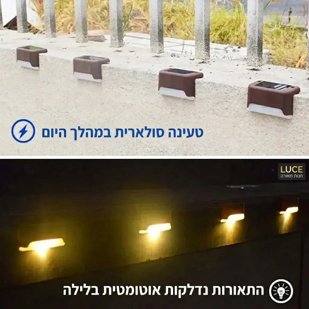 מנורת מדרגה סולארית אטומה לשביל ולגדר