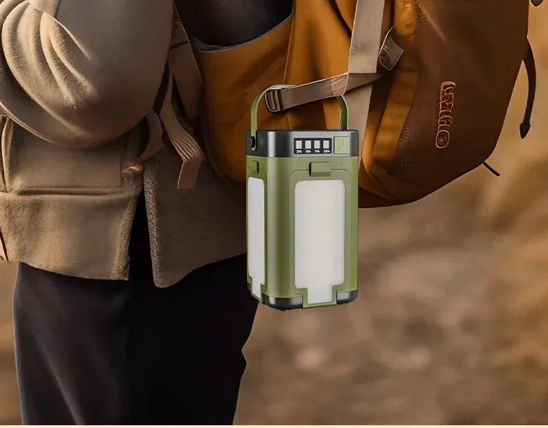 פנס קמפינג סולארי מתקפל עם סוללת גיבוי