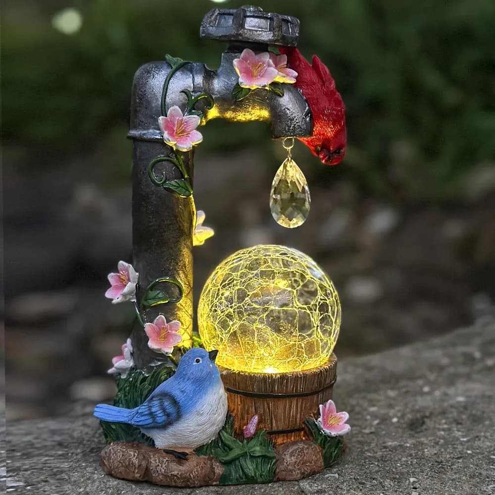 פסל קרדינל סולארי עם כדור אור לגינה