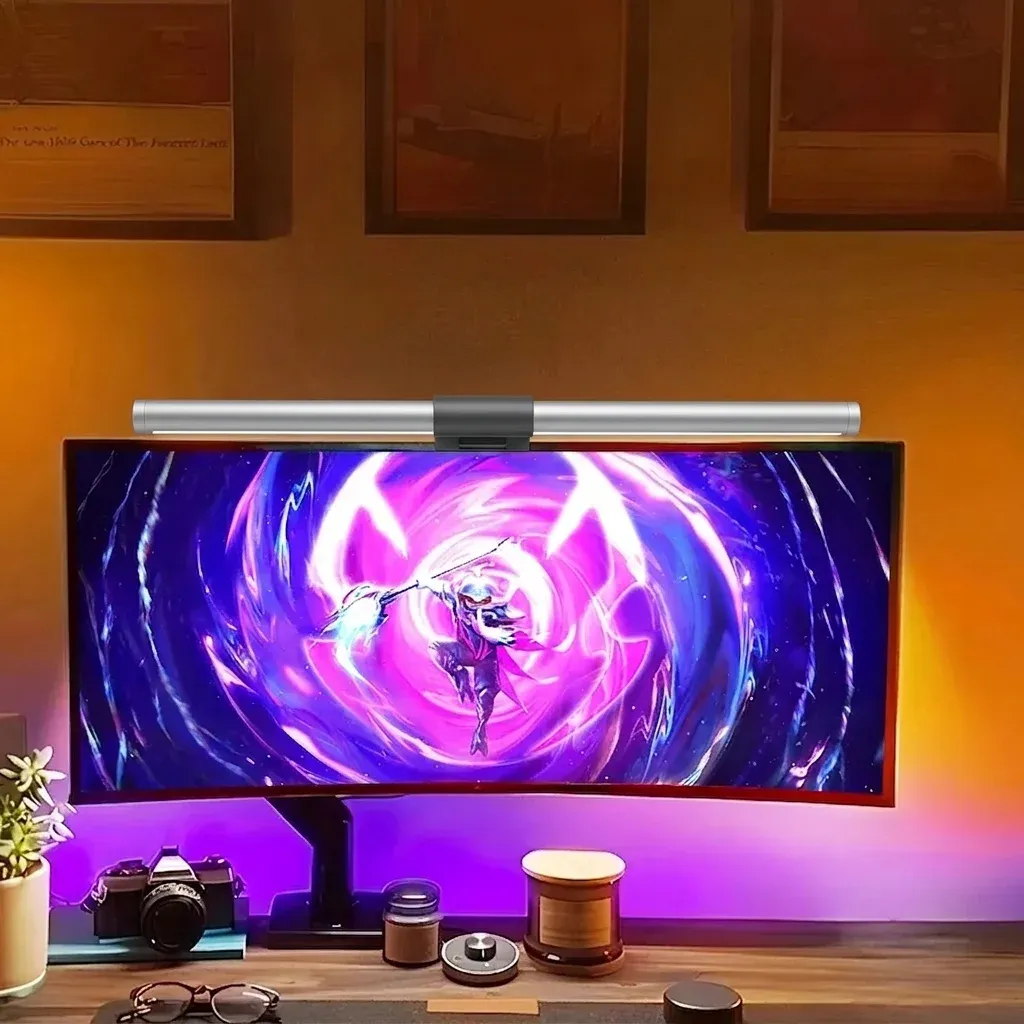 מנורת מסך לד כסופה עם עמעום