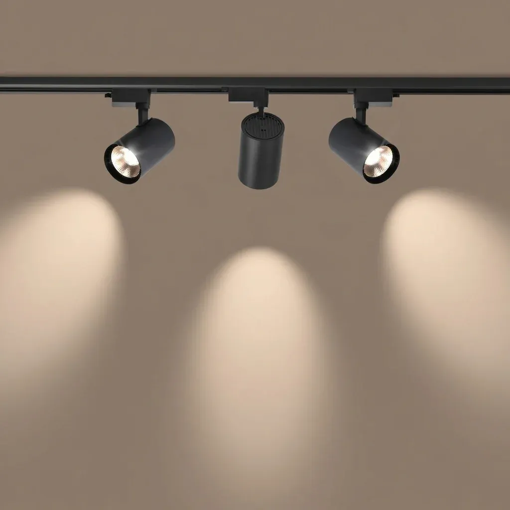 סט ספוט פס לד שחור מתכוונן לתקרה