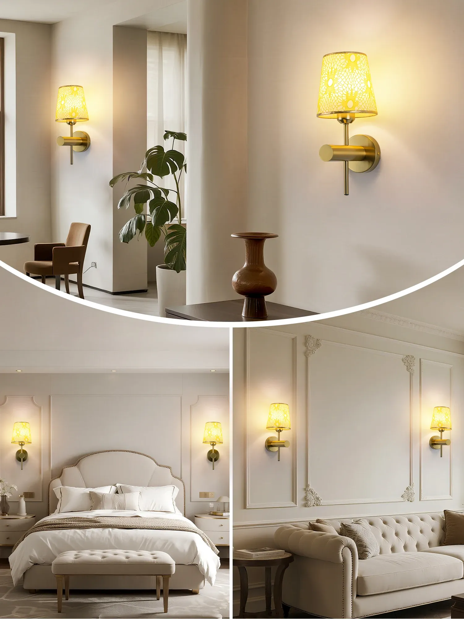 מנורת קיר נטענת עם שלט ועמעום דו גווני