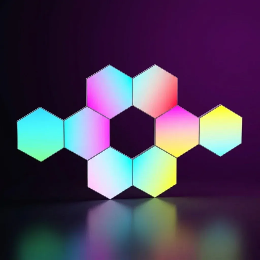 ערכת קיר חכמה משושים RGB עם סנכרון מוזיקה