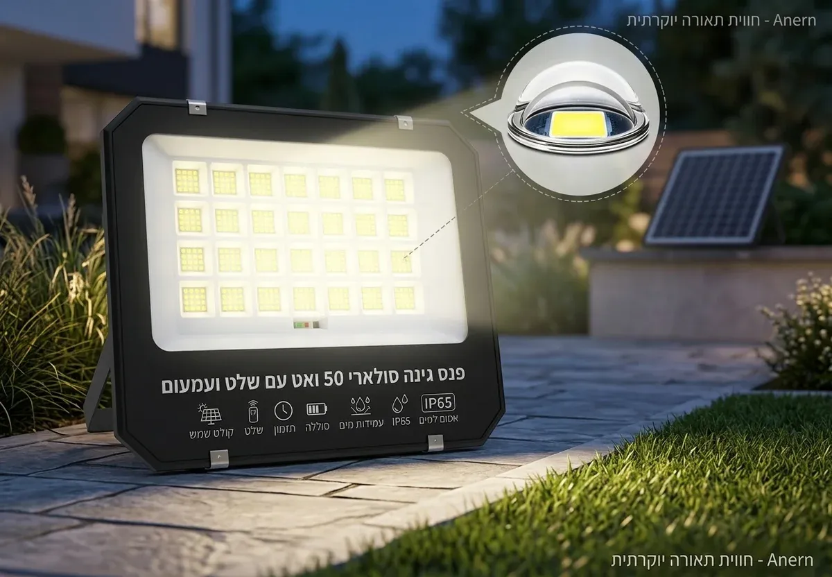 פנס גינה סולארי שחור מאיר שביל