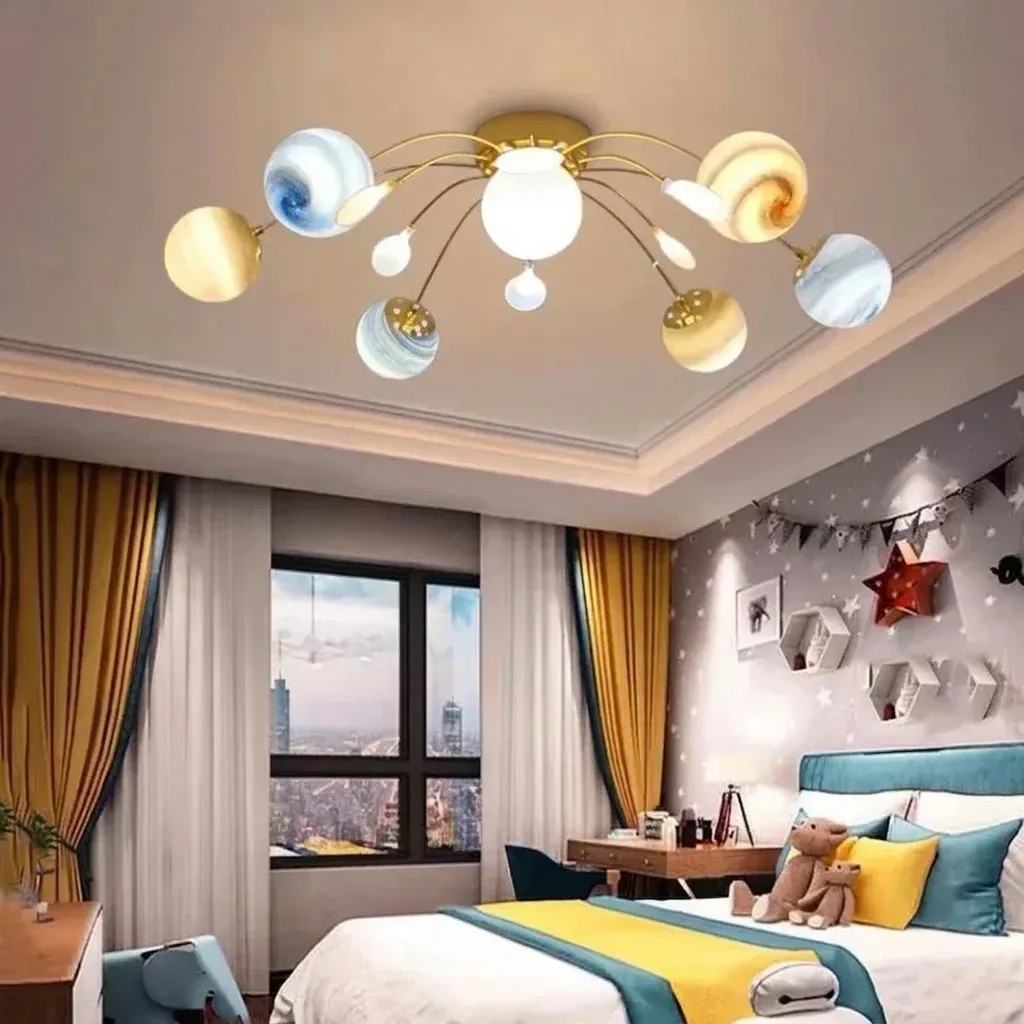 מנורת תקרה פלנטות כחולה E27 לחדר ילדים